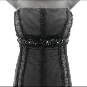 BADGLEY MISCHKA Size 14 Black Silk Strapless Dress